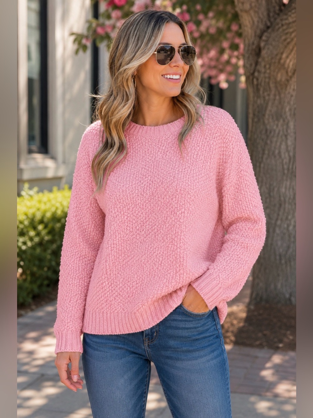 Sanctuary pink popcorn sweater